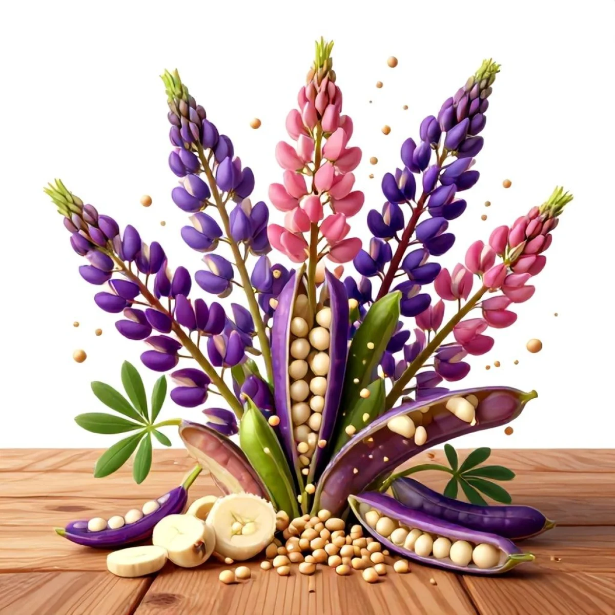 Nasiona łubinu w misce, bliskie ujęcie pokazujące bogaty skład białka i naturalną strukturę ziaren tej wartościowej r