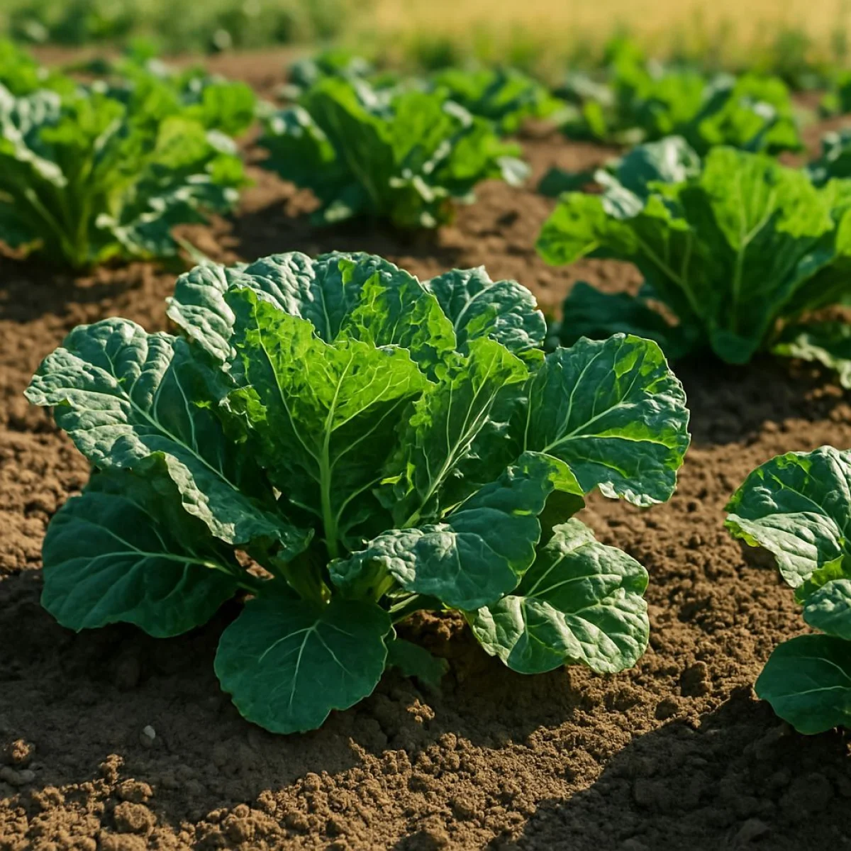 Głąbik krakowski na słonecznym polu żyznej gleby.