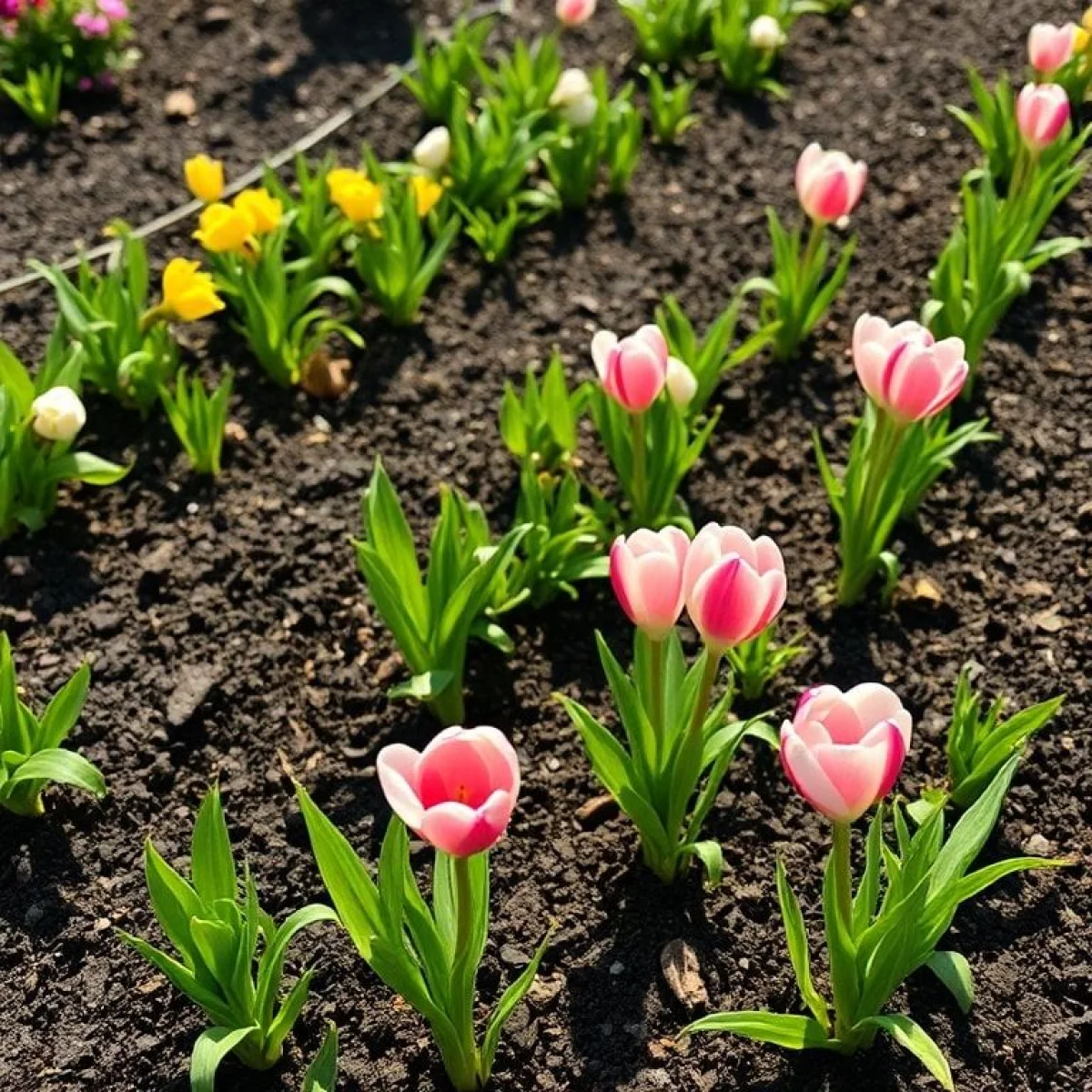 Żyzna, dobrze przepuszczalna gleba z grochem rosnącym w nasłonecznionym ogrodzie.