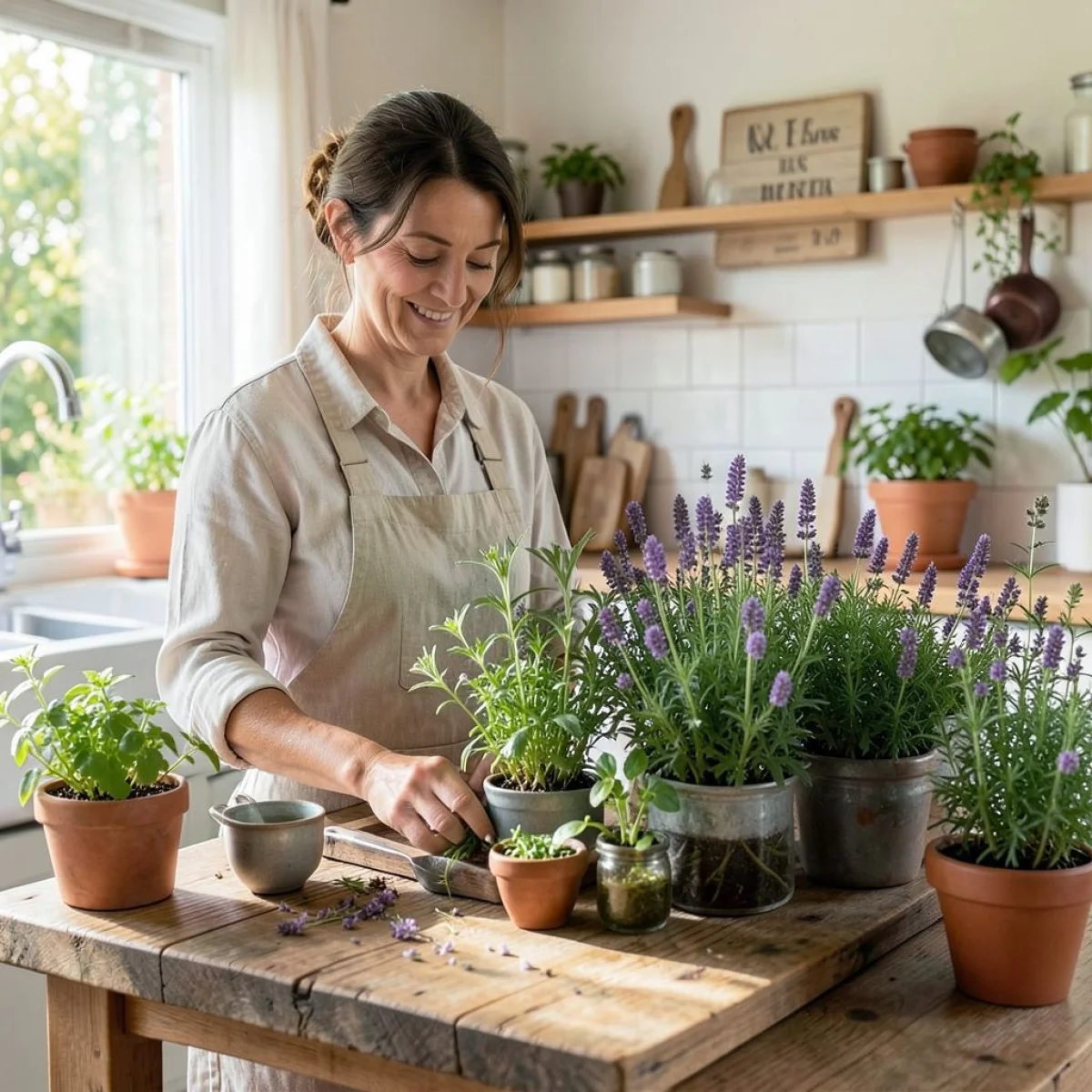 Ogr&oacute;d ziołowy zielarza, nowoczesny akcent, świeży hyzop, rustykalny urok.