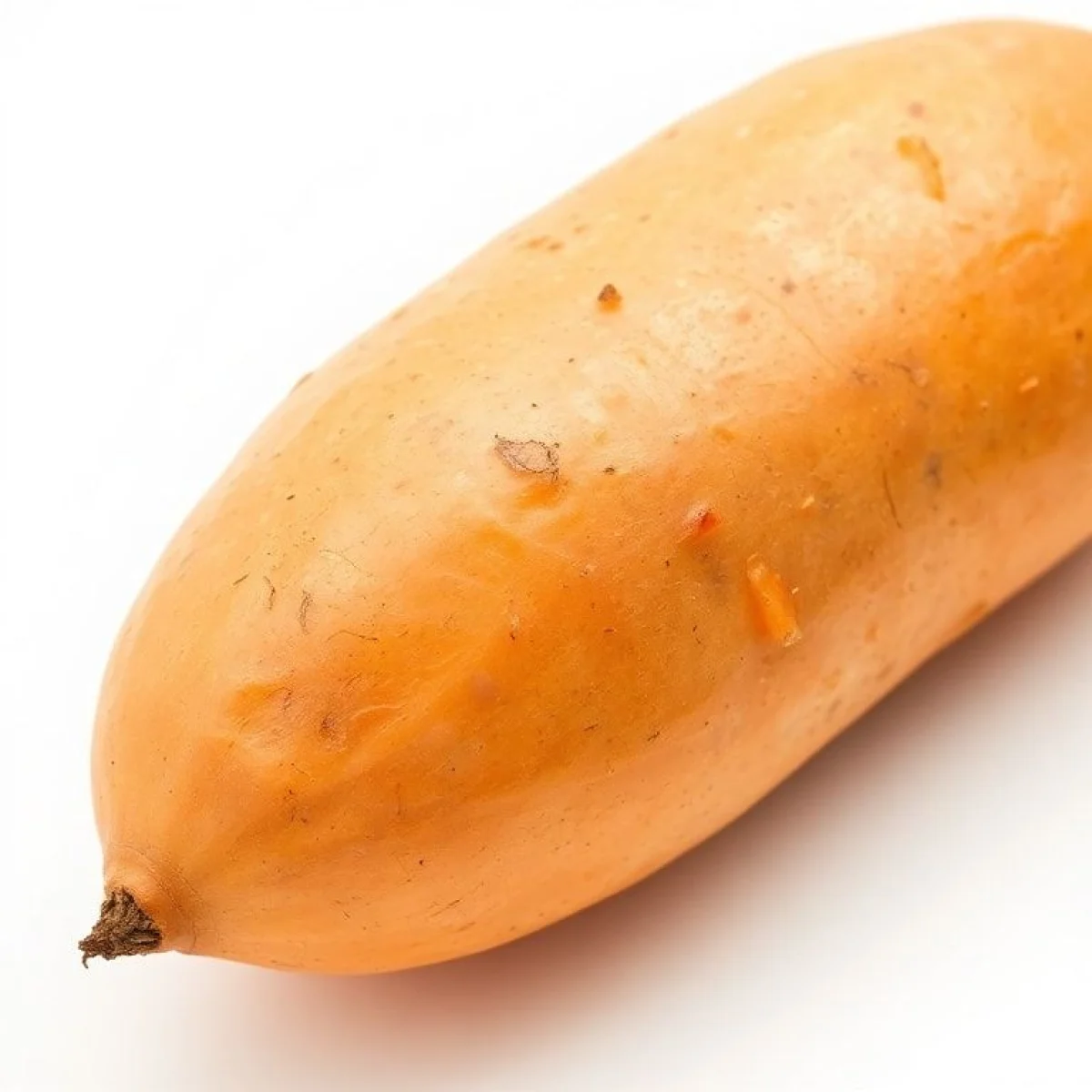 Batat, pomarańczowy miąższ, białe tło, oświetlenie studyjne, zbliżenie.
