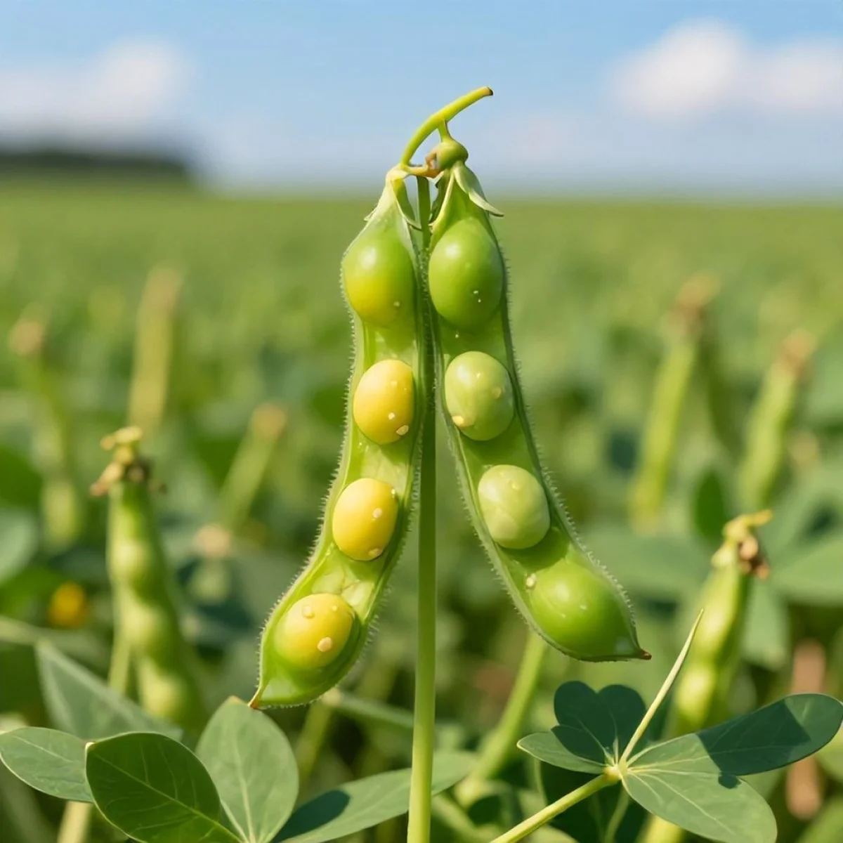 Ziarna lędźwianu w misce obok zupy grochowej z warzywami[1][2]